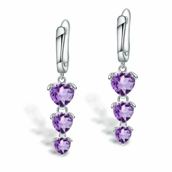 amethyst love heart earrings