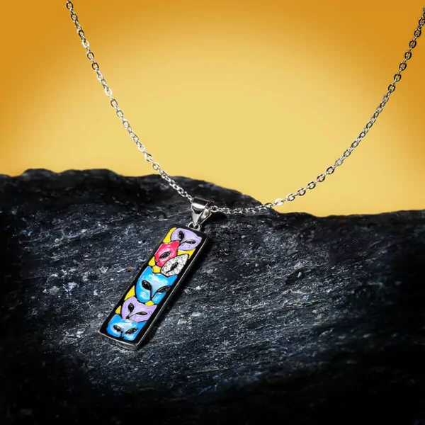 funky crazy cats necklace