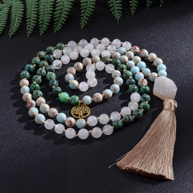 natural stone mala necklace