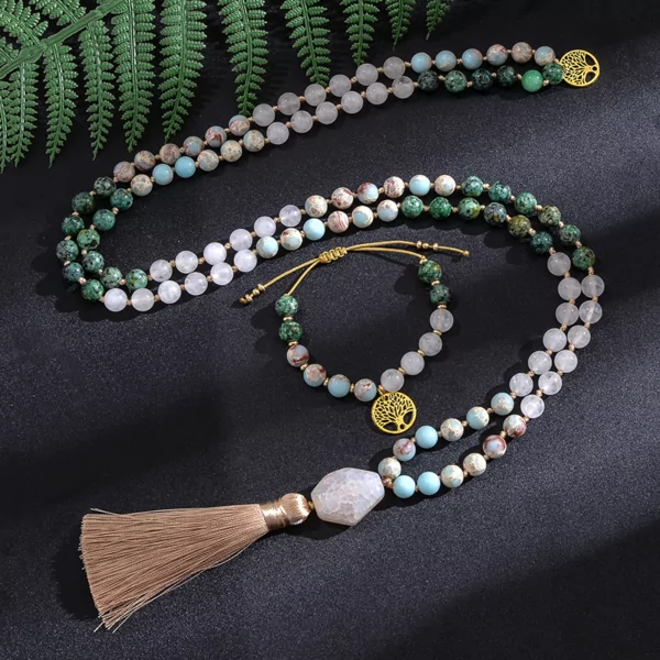 stunning natural stone mala necklace