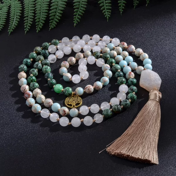 stunning natural stone mala necklace