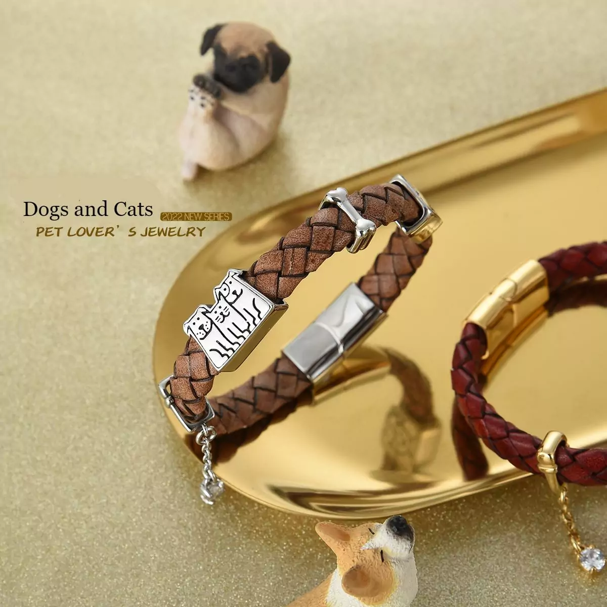 Dog and Cat Leather Bracelet