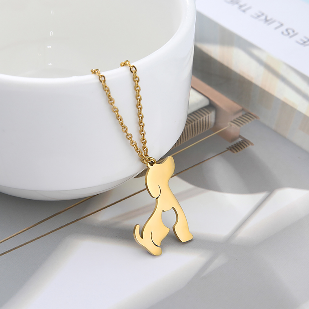 cazador dog cat pet animal pendent cute necklace gold color stainless steel chain necklaces for women gift jewelry sales 2022