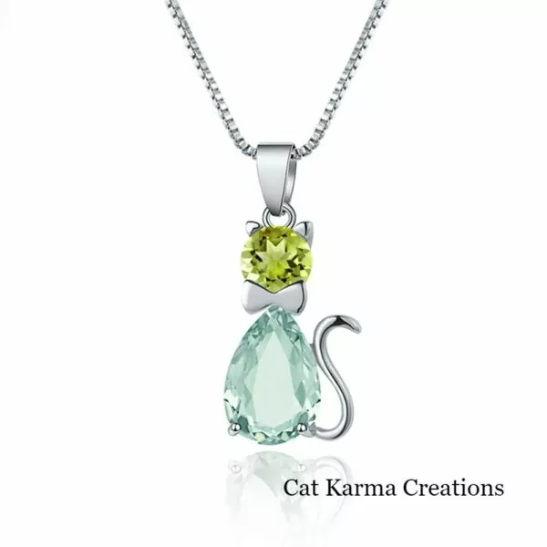 Peridot Crystal Cat Necklace