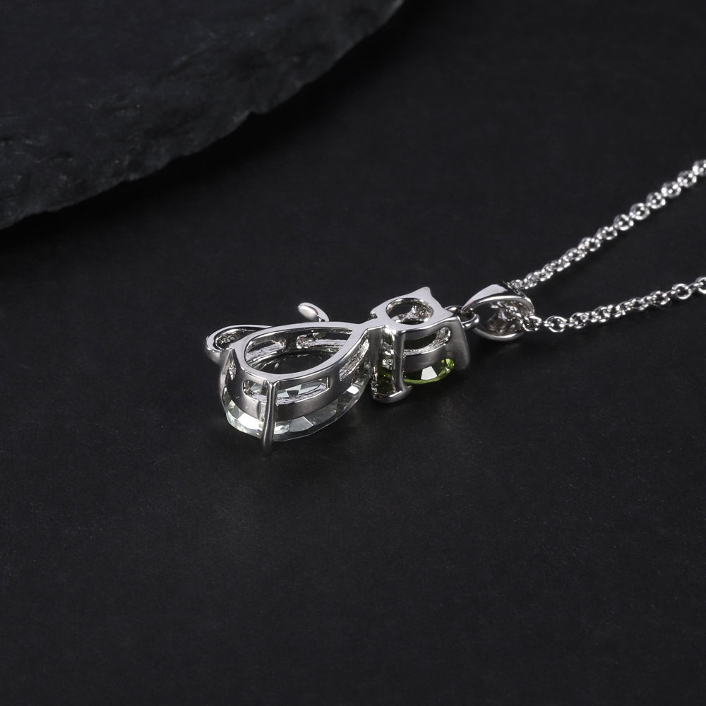 peridot crystal cat necklace