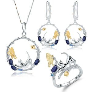 cat butterfly jewelry set