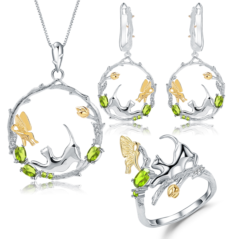 cat butterfly jewelry set