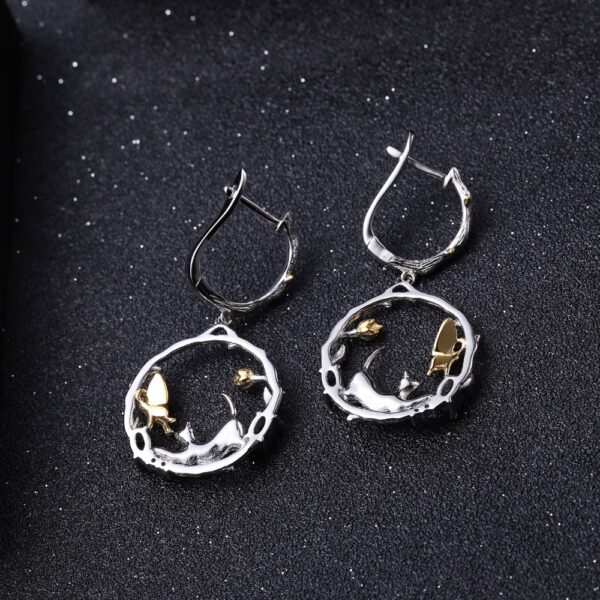 stunning cat and butterfly gemstone earrings