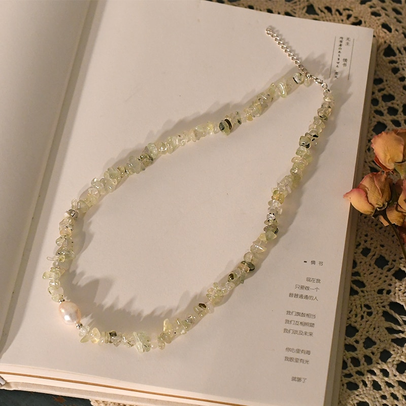925 Sterling Silver Natural Baroque Pearl Necklace Irregular Crystal Stone Color for Women Party Jewelry