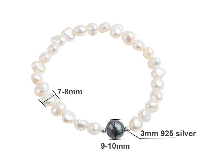 ASHIQI Real Freshwater Pearl Jewelry set for Women with Pure 925 Sterling Silver Beads Handmade Necklace Bracelet Bridal Gift