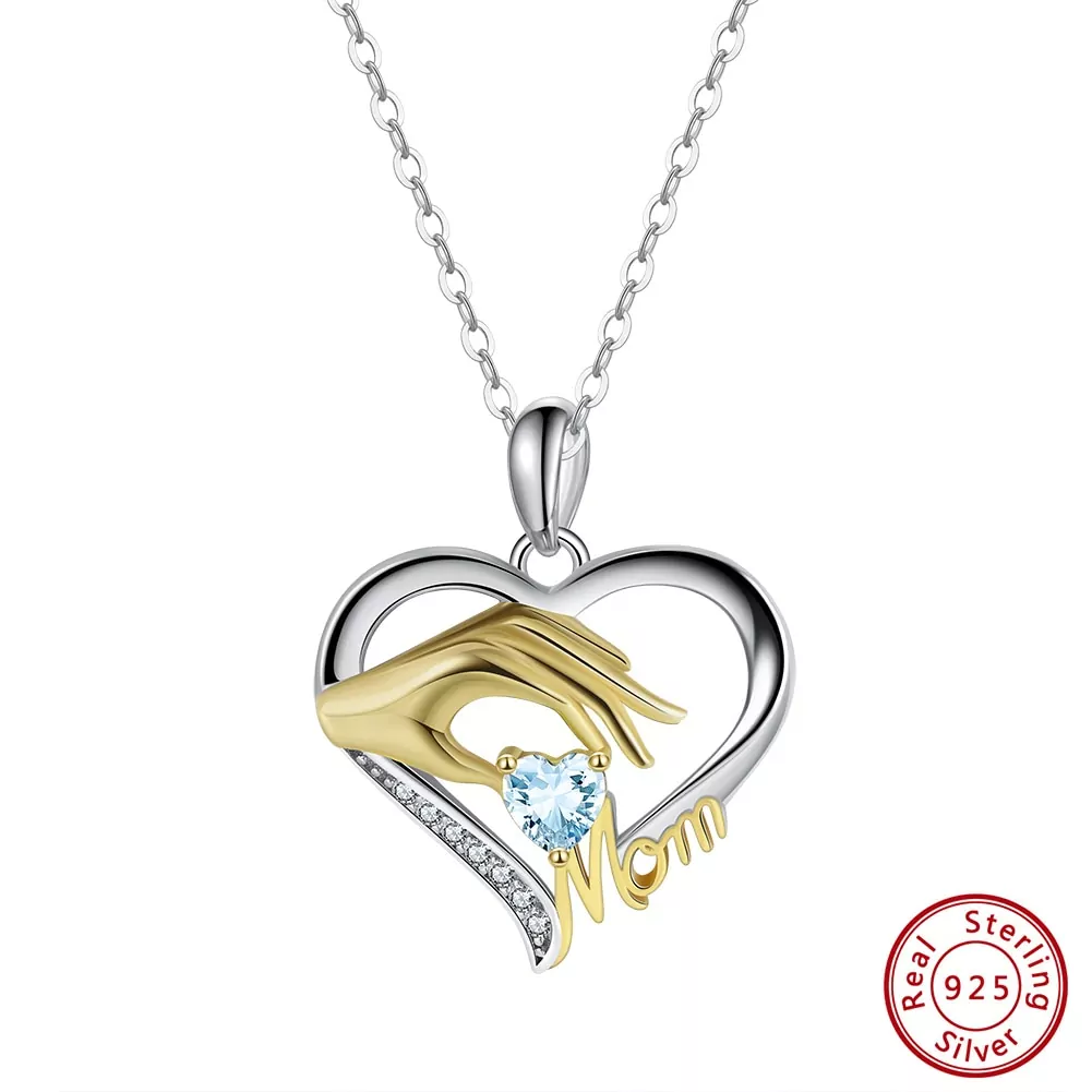 mothers hand heart necklace