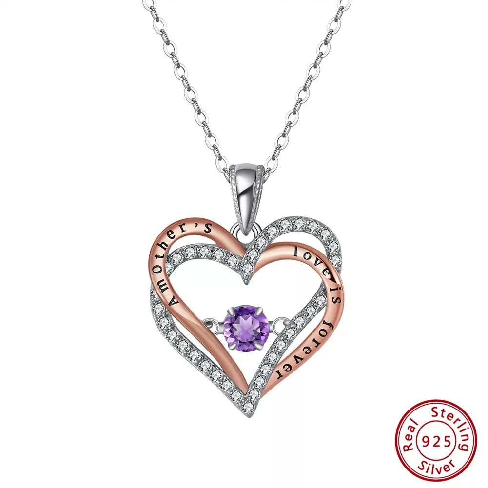 hearts silver mom necklace