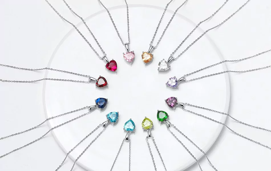 Stunning Birthstone heart pendant necklace