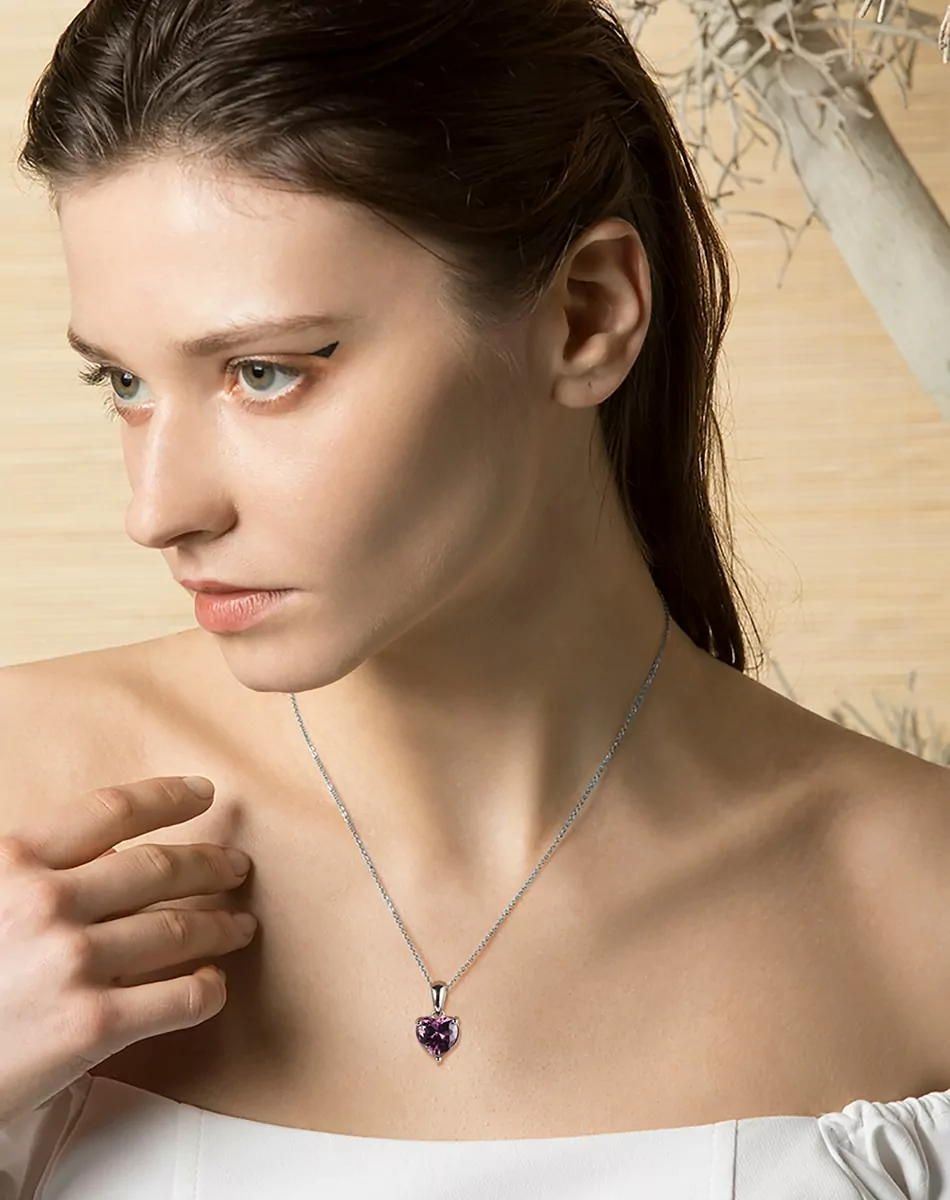 birthstone heart pendant necklace