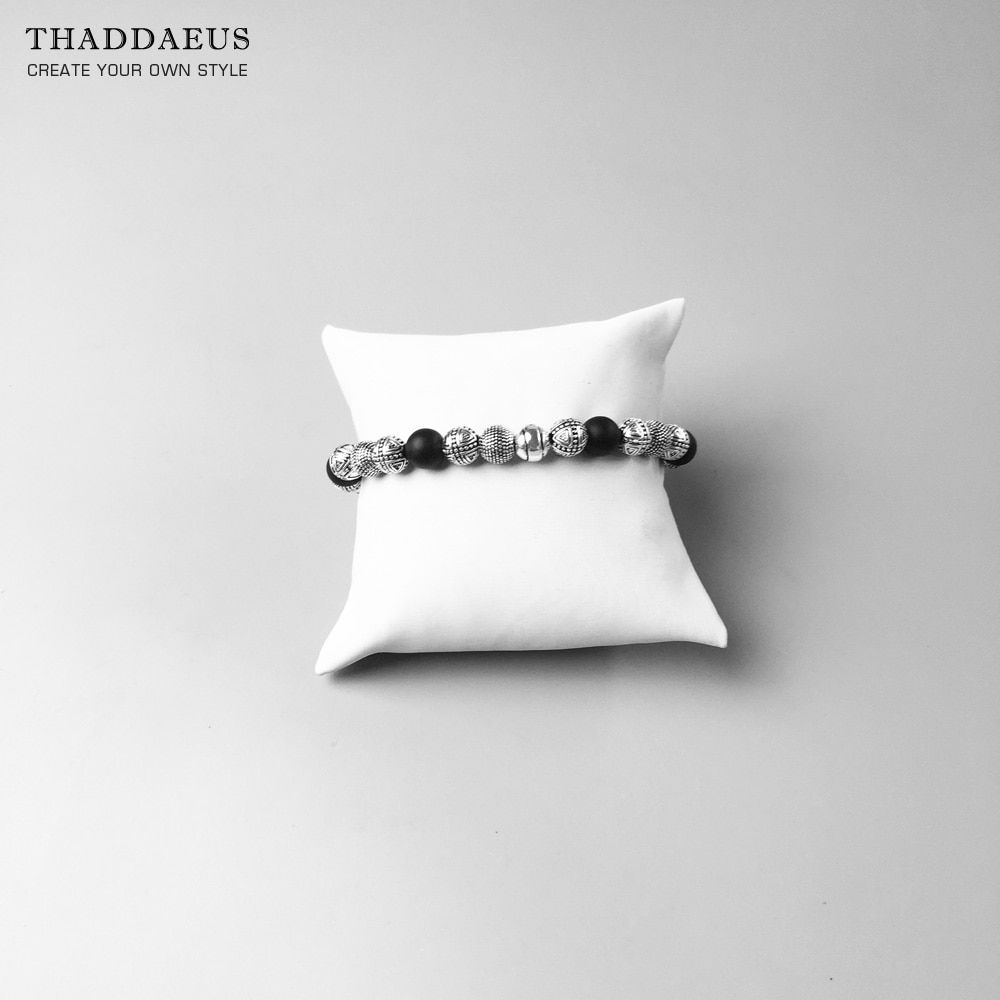 Bracelets Cross Beads & Obsidian For Rebel Men Trendy Gift Europe Style Heart Masculine 925 Sterling Silver Jewelry