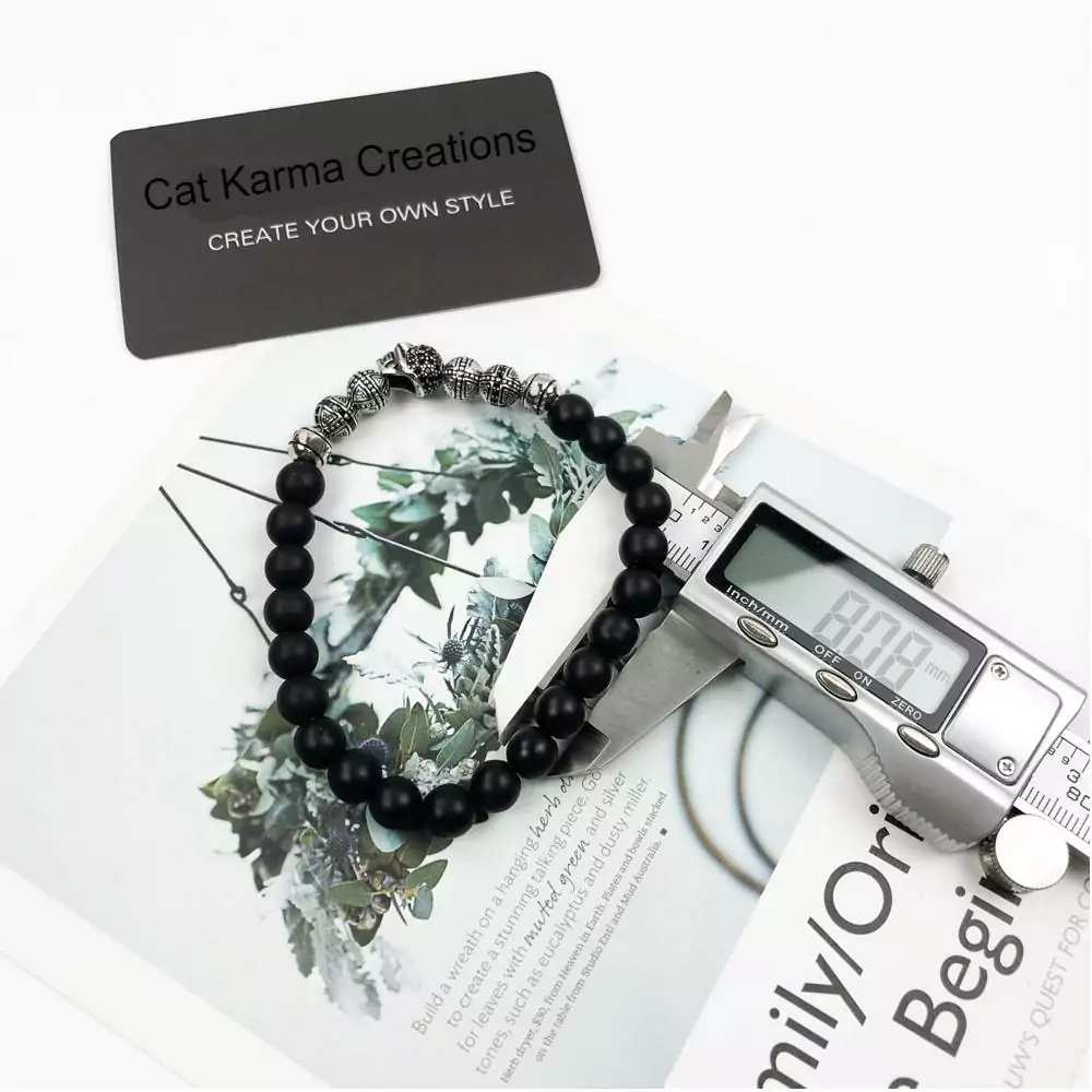 Skull Cross Bead Bracelet,Europe Style Rebel Fashion Punk Jewelry For Men And Women 925 Sterling Silver Obsidian Gift