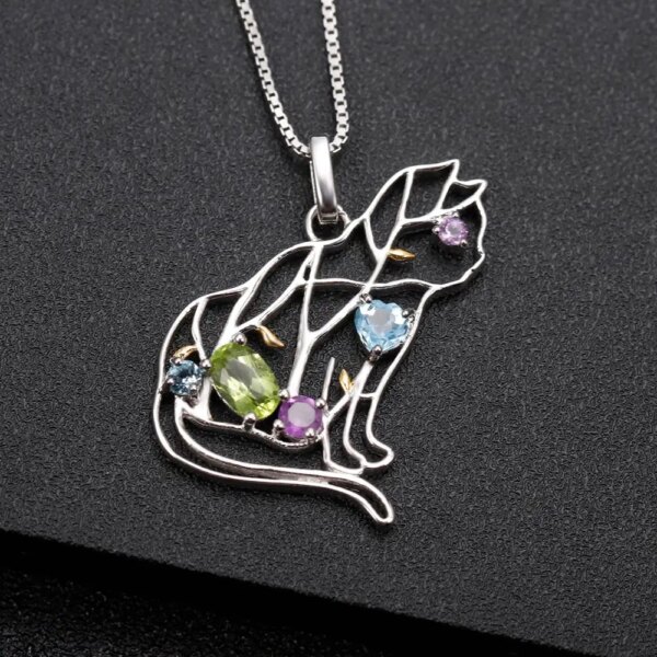 Beautiful Handmade Sterling Silver Cat Pendant - Image 4