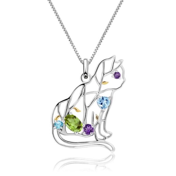 Beautiful Handmade Sterling Silver Cat Pendant - Image 2