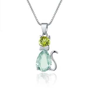 Peridot Crystal Cat Necklace