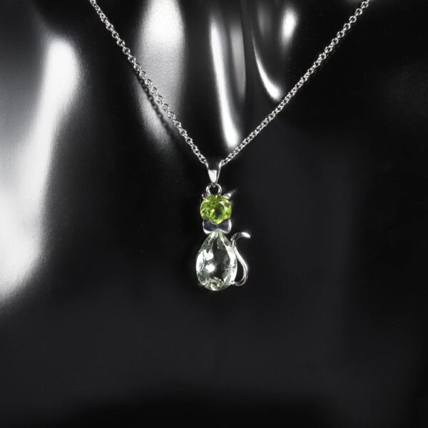Lovely Peridot Crystal Cat Necklace - Image 2