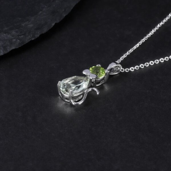Lovely Peridot Crystal Cat Necklace - Image 3