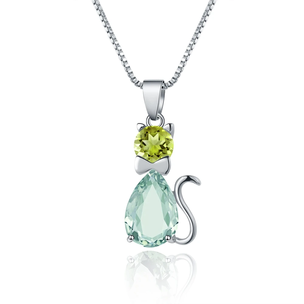 Peridot Crystal Cat Necklace