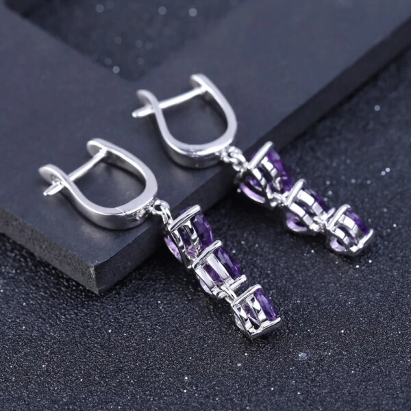 Elegant Amethyst Heart Earrings - Image 3