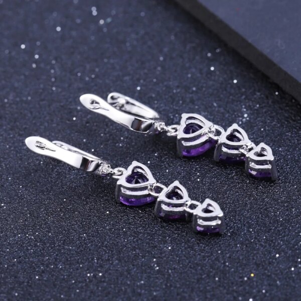 Elegant Amethyst Heart Earrings - Image 4