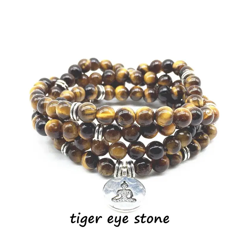 Hot Sale Natural Stone Bead Yoga Women Bracelet Elastic Stretchy With Metal Tree Charm Necklace Fashion Bangle Amethysts Howlite