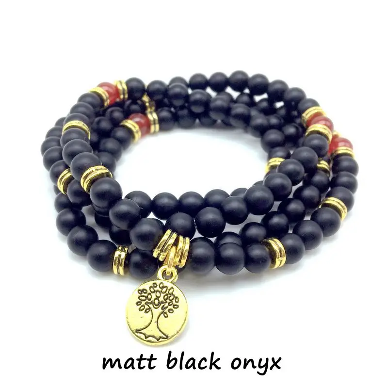 Hot Sale Natural Stone Bead Yoga Women Bracelet Elastic Stretchy With Metal Tree Charm Necklace Fashion Bangle Amethysts Howlite