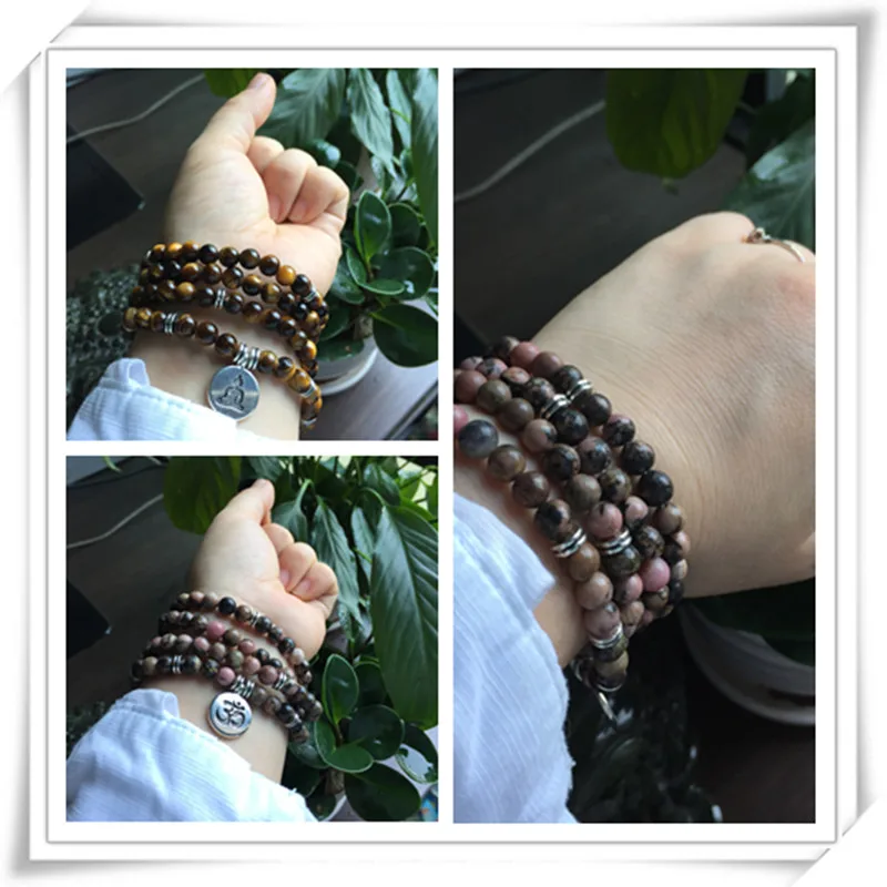 Hot Sale Natural Stone Bead Yoga Women Bracelet Elastic Stretchy With Metal Tree Charm Necklace Fashion Bangle Amethysts Howlite