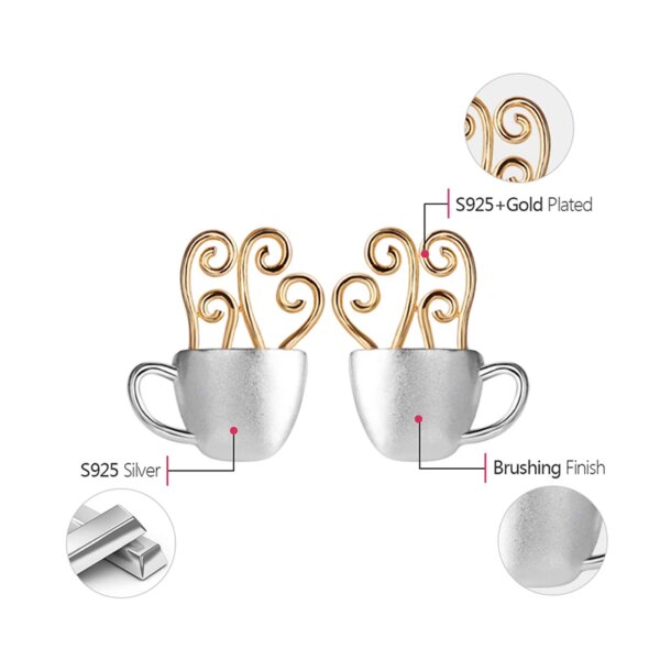 Fun Silver Hot Coffee Cup Earrings - Image 5