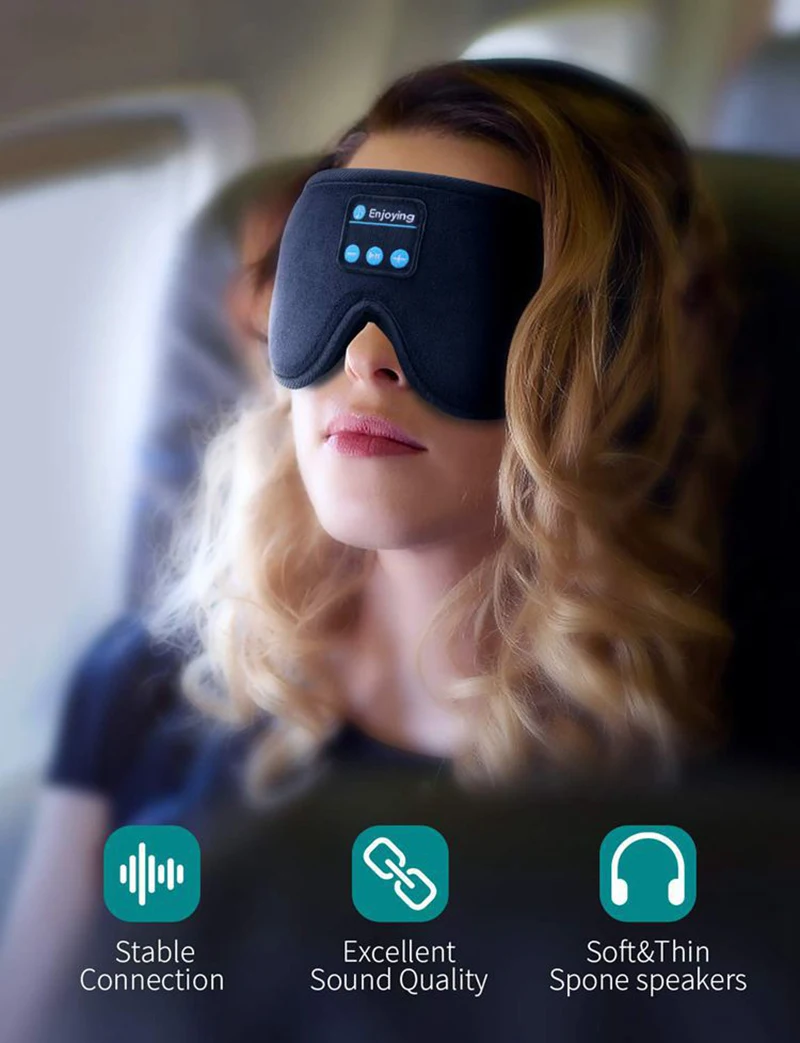 Sleeping Headphones Eye Mask for Sleeping 3D Contoured Cup Blindfold Concave Molded Night Sleep