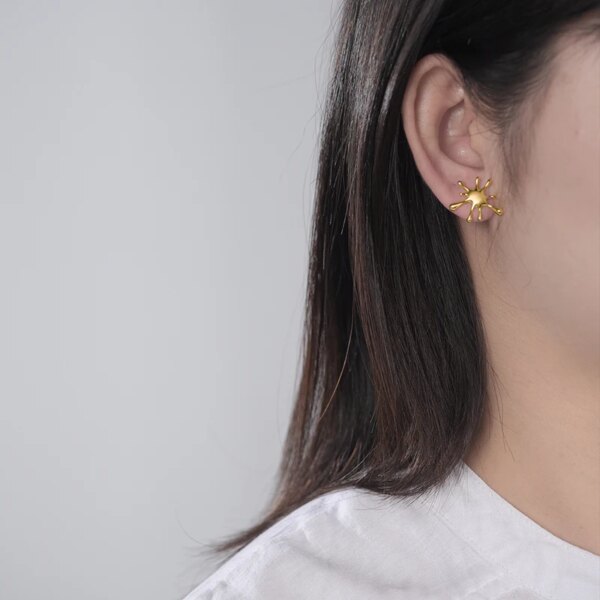 Creative Sterling Silver Splashing Metal Stud Earrings - Image 4