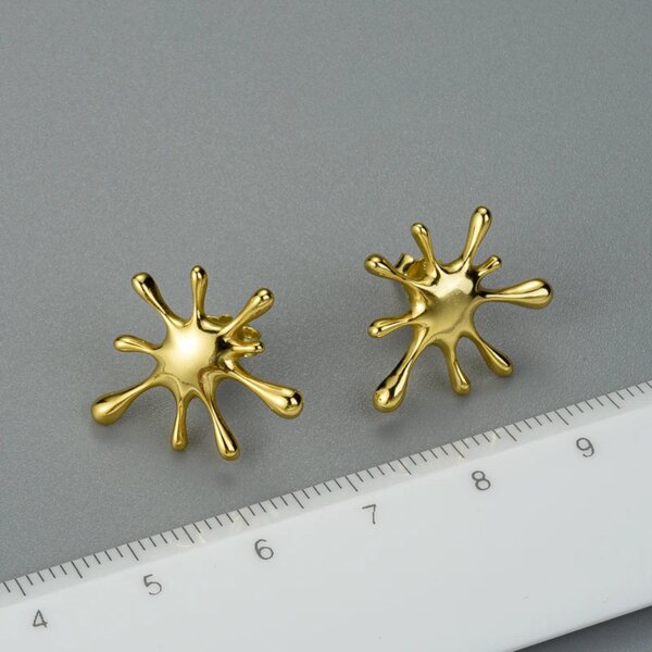 Creative Sterling Silver Splashing Metal Stud Earrings - Image 3
