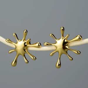 Sterling Silver Splashing Metal Stud Earrings