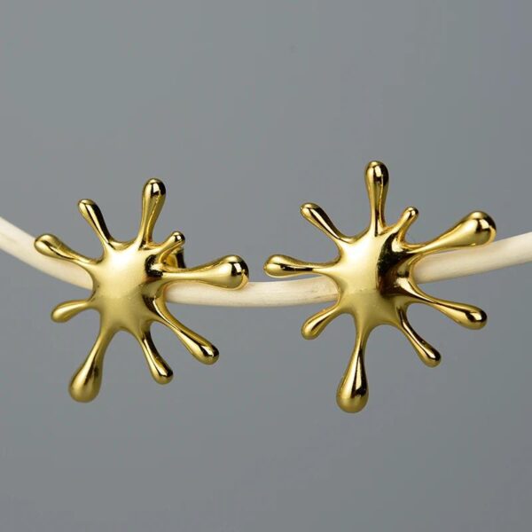 Sterling Silver Splashing Metal Stud Earrings
