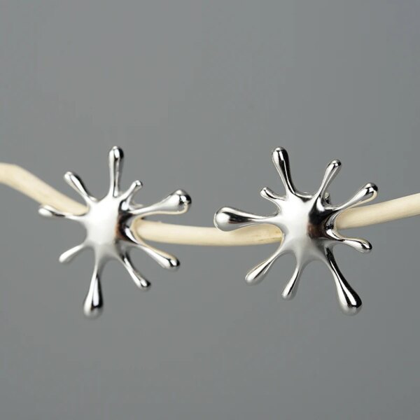 Creative Sterling Silver Splashing Metal Stud Earrings - Image 2