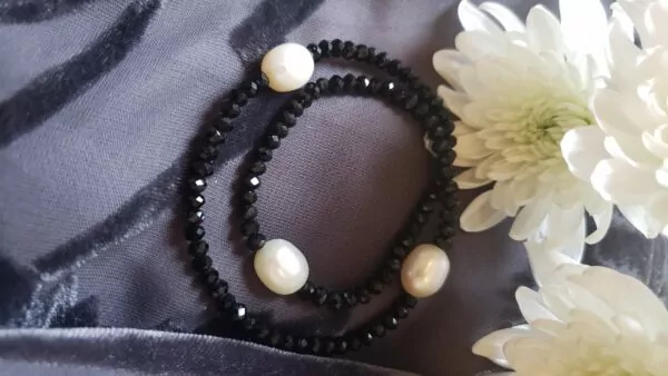 pearl and black crystal