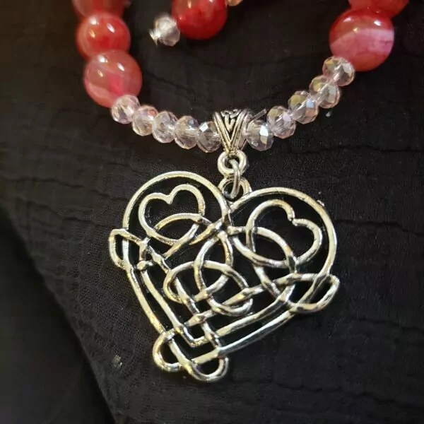 celtic hearts crystal and agate bracelet and earrings