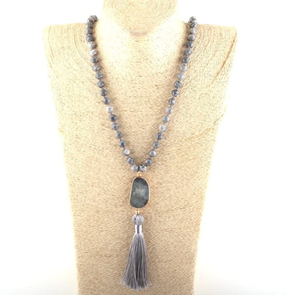 stunning natural stone meditation yoga necklace