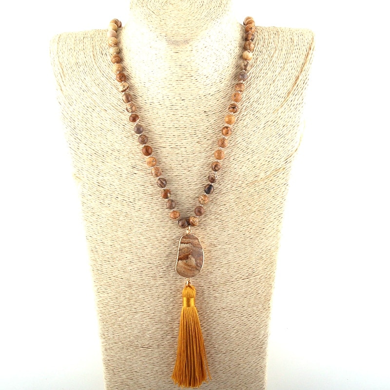 stunning natural stone meditation and yoga necklace