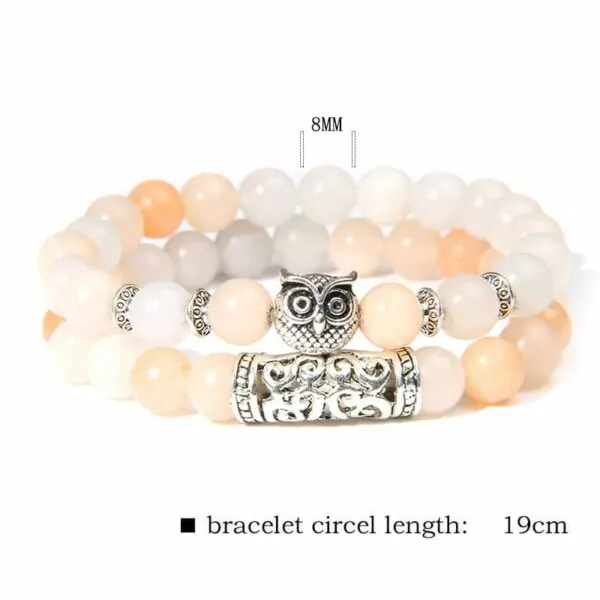 beautiful semi-precious stone owl bracelet set