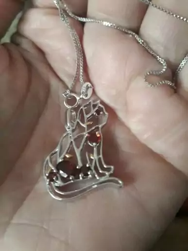 gemstone 925 silver cat pendant
