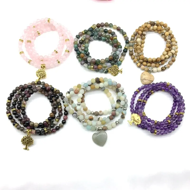 natural stone mala yoga bracelet or necklace