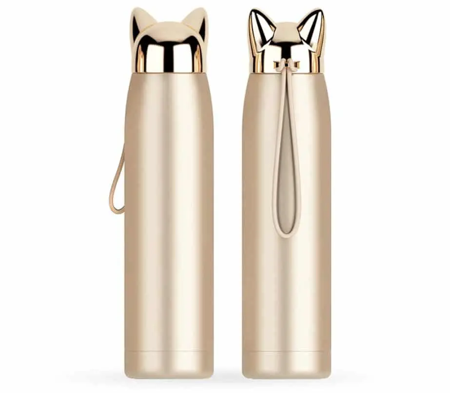 cat ears stainless steel water bottle