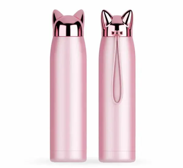 stylish cat ears stainless steel water bottle