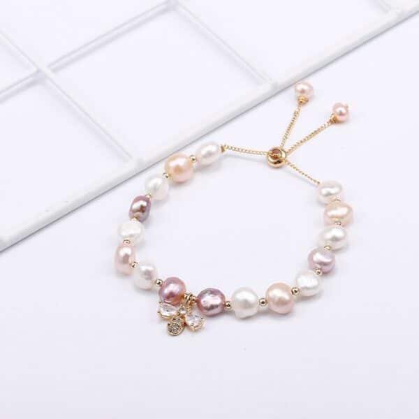 natural freshwater pearl and honeybee crystal bracelet