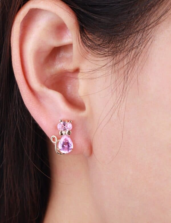 crystal cat earrings