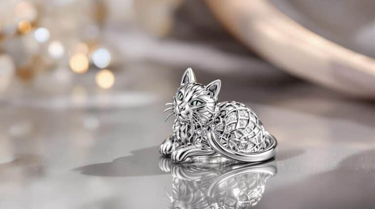 925 sterling silver cat ring